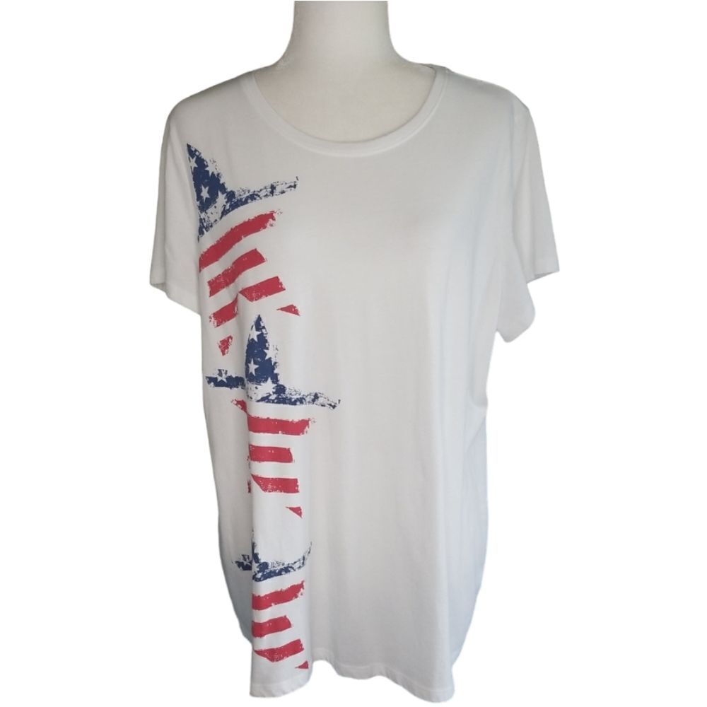 Sonoma Tee 4th July Patriotic Short Sleeve White with Red and Blue Size XXL